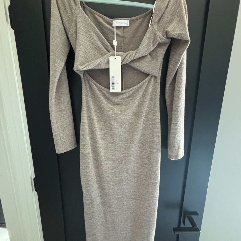 Beach bunny summerhaus Long Sleeve Cutout Dress in Taupe - Picture 2 of 3